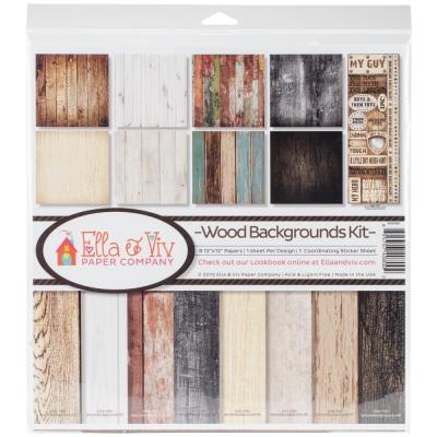 Ella & Viv  Designpapier Collection Kit - Wood Backgrounds